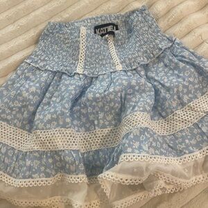 Katie J NYC Blue and White Floral Skirt